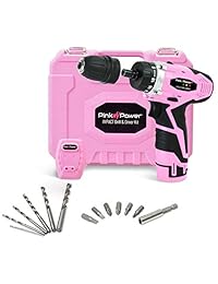 Pink Power PP121ID Kit de herramientas de 12 V inalámbricas para taladro de impacto para mujer, caja de herramientas, taladro eléctrico de iones de litio, juego de brocas, batería y cargador