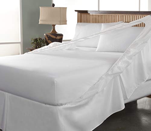 Tailor Solution by Perfect Fit | Bedskirt and Box Spring Protector - Effortless Installation, No Need to Lift Mattress, Patented Design (Queen, White)