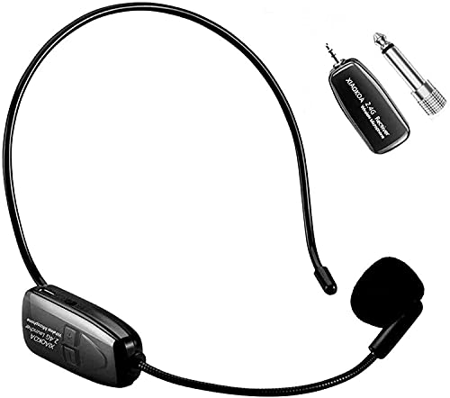 XIAOKOA Wireless Microphone, Amplifier Microphone and Headset 2 in1 Rechargeable 2.4G Wireless Mic Headset with Wireless Receiver for Voice Amplifier, Stage Speaker, Public Speaking and Teaching, USB