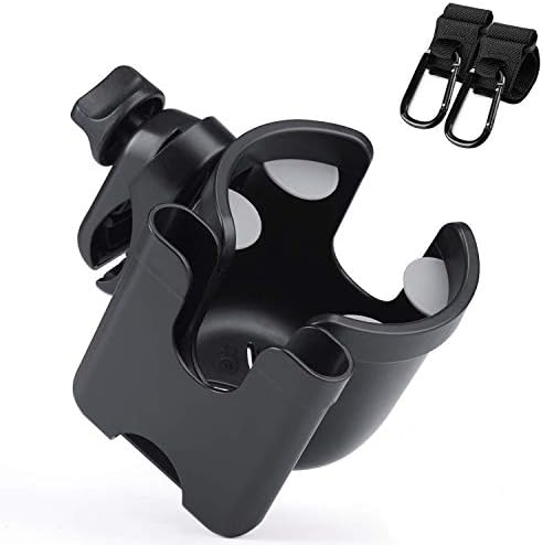 ベビーカー ボトルホルダー ドリンクホルダー 哺乳瓶 ホルダー カップホルダー 最新型 チャイルドシート 黒 フック２個付き バシネット 取付簡単 自転車カップ 簡単角度調整 ベビーチェア 落下防止 Abs