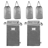 MCleanPin Double Laundry Hamper with 4 Removeable Laundry Bags, 2 Pack Collapsible Dirty Clothes Hamper with Sorting Card, Large Foldable Hampers for Laundry, College Dorm Room Storage (Grey)