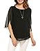 ACEVOG Womens Casual Scoop Neck Loose Top 3/4 Sleeve Chiffon Blouse Shirt Tops (XL, Black)