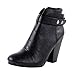 Breckelle's GAIL-22 Women's Belted Chunky Stacked Heel Ankle Booties, Black, 8