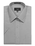 JD Apparel Men's Regular Fit Short Sleeve Dress Shirts 17-17.5N XL Light Grey
