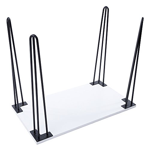28" Hairpin Legs, 1/2" Diameter Cold Rolled Steel, 3-rod(Satin Black)Set of 4 Table Legs, Metal Legs, Furniture Legs,Coffee Table Legs,Desk Legs,Perfect for DIY Projects - Thumbnail 4