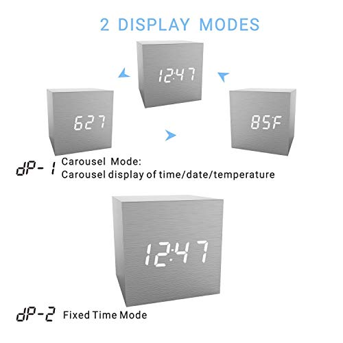 image for Digital Alarm Clock, Micar LED Light Mini Modern Cube Desk Alarm Clock