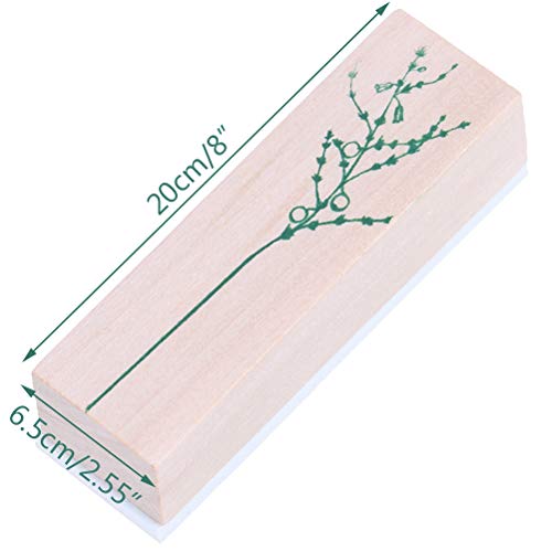 Ioffersuper 6 Pcs Decorative Wooden Stamps with Leaf Plant Pattern, Rubber Stamp Set for Scrapbooking DIY Card Making