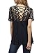 SheIn Women's Crochet Short Sleeve Lace Blouse Casual Tops