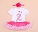 Marlegard® Baby Girls' 2PCs per Set 2nd Birthday with Headband for 24M (White Rose)