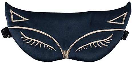 Silk Sleep Eye Mask for Women and Men Soft Ladies Ultra Lightweight Adjustable Strap Satin Eye Night Blindfold Eyeshade Cover for Full Night's Sleep, Travel and Nap Blue Fox