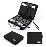 Cable Organizer Bag, Jelly Comb Electronics Organizer Travel Accessories Cord Organizer Cable Storage Bag for Charging Cable, Power Bank, Tablet (Up to 11'')and More-(Black)