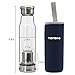 Topoko 18.5 Oz Glass Water Bottle-Extra Strong Crystal Glass Bottle With Portable Nylon Sleeve Handmade Leak Proof Top Quality With Tea infuser (Blue With Infuser)