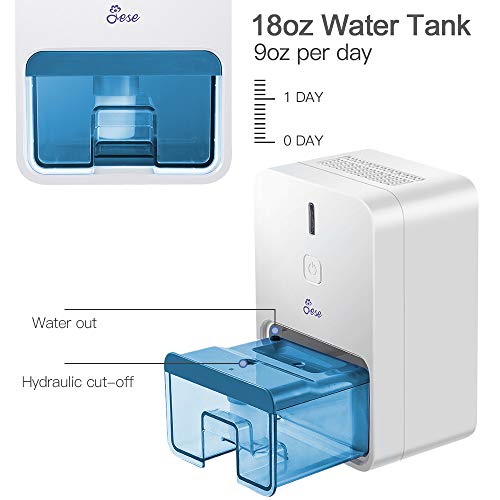 JESE Small Dehumidifier for Closet, Mini Portable Bathroom Dehumidifier for 1800 Cubic Feet Small Room, Ultra-Quiet Electric Room Dehumidifier for Bedroom, Baby Room, RV, Basement, Kitchen