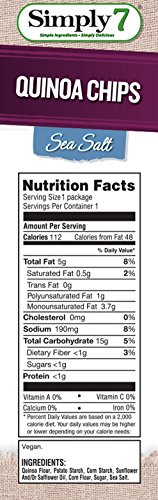 Simply7 Gluten Free Quinoa Chips, Sea Salt, 0.8 Ounce, (Pack of 24)