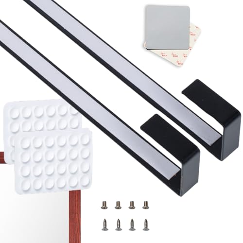 Home in Bold: Metallische Spiegeltürhalterungen, 35,6 cm (14 Zoll), Schwarz, 2 Stück, Patent angemeldet, 20 kg Tragfähigkeit, EVA-Polsterung, Modern, Türmontage, 100% Metall