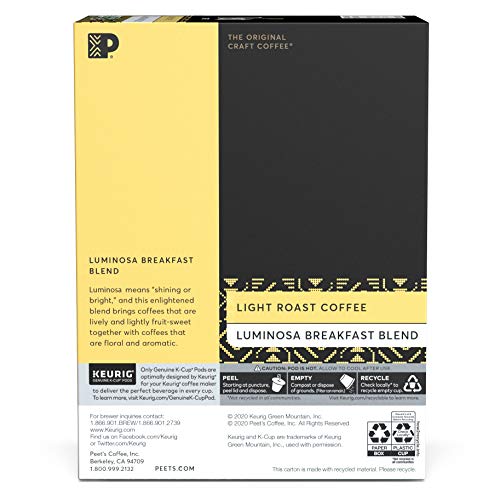 Peet’s Coffee Luminosa Breakfast Blend KCup Coffee Pods for Keurig