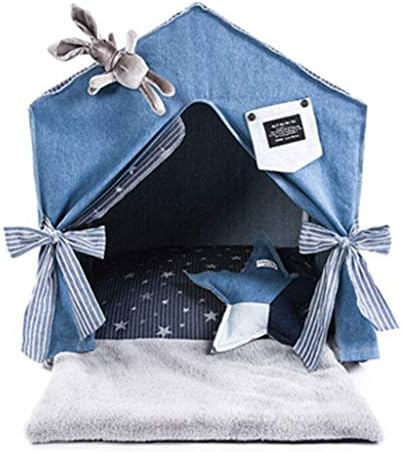 Cong Ll 犬小屋 屋内ペットテント折りたたみ犬小屋冬暖かいの猫砂ペット用品小型犬のハウス屋外の日焼け止めのテントペットポータブルトラベルテント カラー Blue サイズ 50 57センチメートル 40 Pr365 Hr