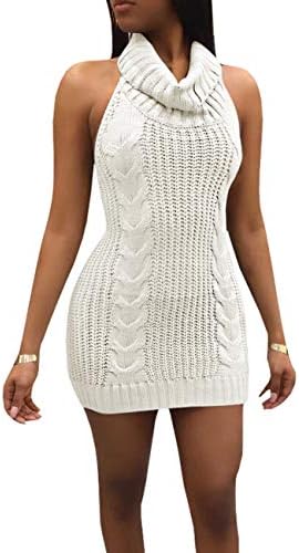 japanese backless sweater dress Hand Knit Turtleneck Backless Sweater Dress: Gray Ribbed Tunic Women Virgin Killer Killing Thick