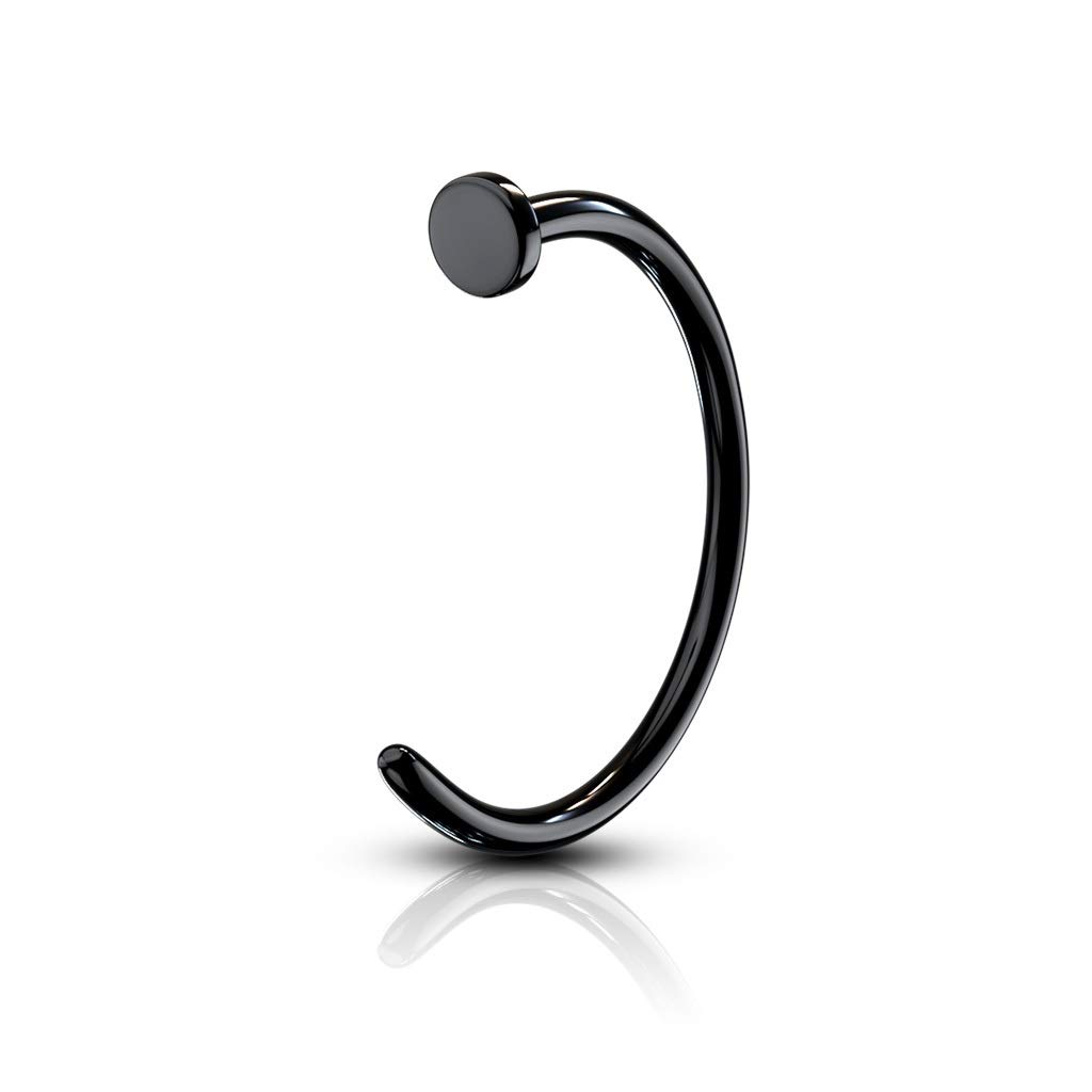PiercedOff Titanium Black IP over 316L Surgical Steel Nose Hoop - Thickness 22GA (0.6mm) / Diameter 10mm