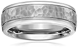 Men's Titanium Hammered-Center Comfort-Fit Wedding Band (7 mm)