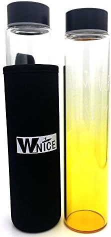 Wnice - Borosilicate Glass Water Bottle, With Unique Stylish And Design, Gradient Paint Bottle (Yellow)