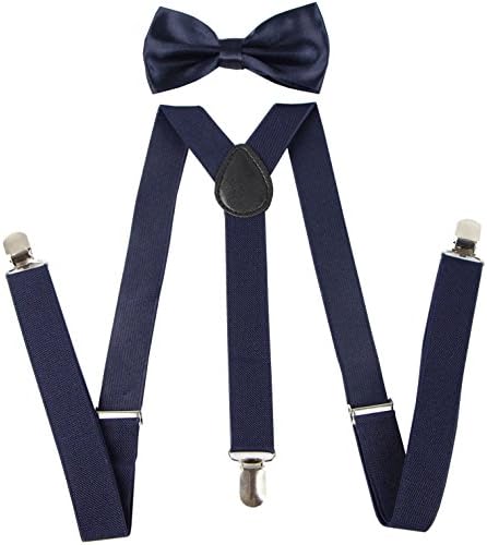 Keywin Tuxedo Suspender & Bow Tie Set Elastic Adjustable Strong Clip-on Suspender
