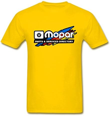 MozFashion Men's Mopar Parts & Services T-Shirts Yellow X-Large