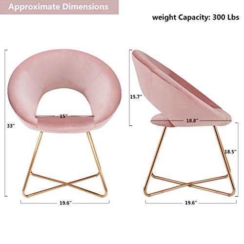 Duhome Modern Accent Velvet Chairs Single Sofa Comfy Upholstered Arm Chair Living Room Furniture Salmon Pink,Set of 2 - Thumbnail 2