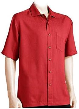 Big &amp; Tall Batik Bay Textured Casual Button-Down Shirt - Red 3XLT