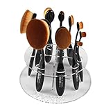 Cosmetic Shelf Tool,TOOPOOT 10pc Oval Makeup Brush Holder Drying Rack Organizer (round)