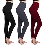 3 Pack Womens Fleece Lined Leggings Full Length Soft Warm Leggings for Winter
