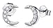 925 Sterling Silver Stud Earrings, BoRuo Cubic Zirconia CZ Crescent Moon Earrings