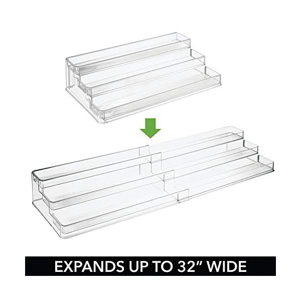 mDesign-Set-of-2-Extendable-Cupboard-Storage--Triple-Tiered-Plastic-Kitchen-Shelf-Organiser--Use-as-Spice-Rack-Food-Storage--Clear mDesign Set of 2 Extendable Cupboard Storage – Triple-Tiered Plastic Kitchen Shelf Organiser – Use as Spice Rack, Food…