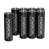 POWEROWL Rechargeable AA Batteries,2800mAh High Capacity Batteries 1.2V NiMH Low Self Discharge Pack of 8