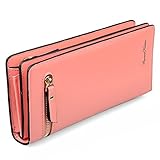 Gottowin Women PU Leather Wallet Clutch Handbag Zipper Organizer Card Holder (Salmon Pink)