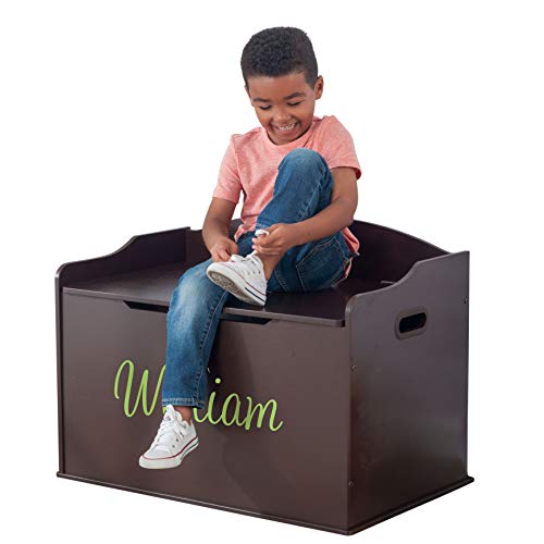 KidKraft Personalized Austin Toy Box - Espresso Wooden Storage Bench with Lid for Kid and Toddler Room - Playroom Organizer for Girls and Boys - Thumbnail 3