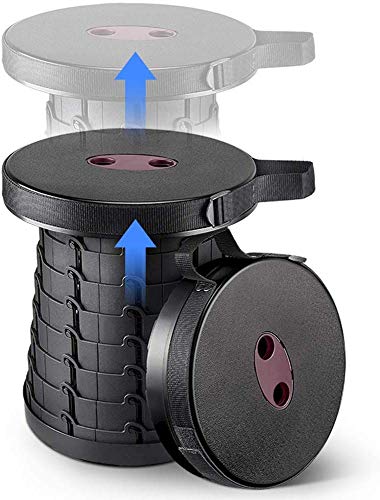 Gttech Folding Stool Portable Folding Camping Stool Retractable Adjustable Plastic Step Stool for Picnics Camping Fishing Hiking BBQ Item Weight 1.25Kg/2.8Lbs Kids Adult Black