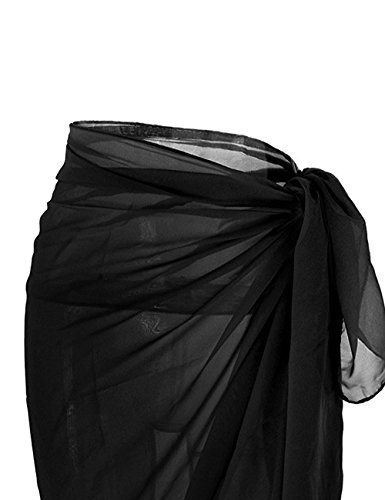 Sexyshine Women's Summer Swimwear Chiffon Cover up Beach Sarong Pareo Bikini Swimsuit Wrap,Black