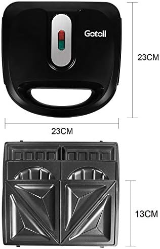 Gotoll Appareil à Croques Monsieur Gaufrier 3 en 1 Machine à Sandwich Maker Gauffre Presse Toaster Pain Plaques Remplaçables 750W - Noir