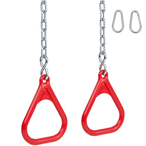 Swing Set Stuff Trapeze Rings and Chains with SSS Logo Sticker, Red
