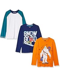 Brand - Camisetas de manga larga para niños pequeños y niños Zebra manchadas, paquete de 3