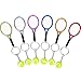 BBTO 6 Pieces Tennis Racket Keychain Key Rings Metal Tennis Ball Split Ring, 6 Colors
