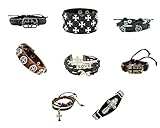 Horizontal Christian Cross Charm Leather Bracelet