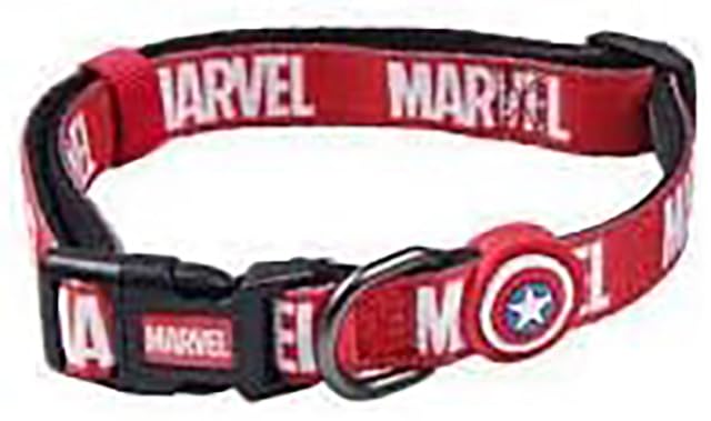 Cerdá – For Fan Pets – Printed Dog Collar with Marvel Motifs and Resistant Fabric | Made of 100% Polyester with Metal Clip and Ornament – Official Marvel License