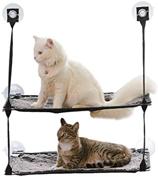 WANGXIAOLIN Cat Hammock, Hanging Bed, Suction Cup, Double Layer, Gray, Sun cat Window, 335828cm, Removable and Washable, Load-Bearing 20kg, Window Installation, Window Hammock