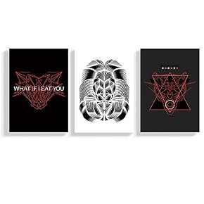 SIGNFORD 3 Panel Canvas Wall Art Abstract Line...