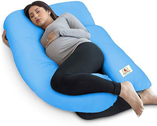 Mom's Moon Premium Multipurpose U Shaped Pregnancy Pillow with 100% Cotton Cover and Zippered Cover