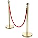 Yaheetech Black Baking Varnished Stanchion Post Rope Barriers -2 Pack Crowd Control Stanchions 36-Inch Height with 6.5 Feet Red Retractable Belt Easy Connect Assembly
