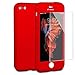 iPhone SE Case,iPhone 5S Case,sxxissky Premium 360 Full Body Coverage Ultra-Thin Hard PC Plastic with [Slim Tempered Glass Screen Protector] Protective Case Cover & Skin for Apple iPhone5/5S/SE (Red)