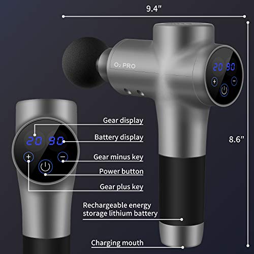 Massage Gun, O2 PRO Deep Tissue Muscle Massage Gun for Athletes, Handheld Portable Percussion Fascial Massage Gun Body… - Image 2